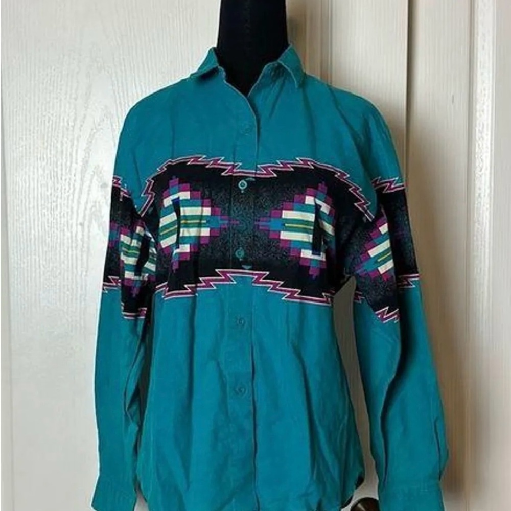 Teal Southwestern Pattern Shirt